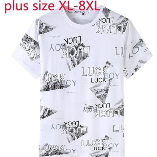 New Arrival Suepr Large Summer Fashion Young Men Casual Round Neck Printed Short Sleeve Knitted Tshirt Men Plus Size XL-6XL 7XL