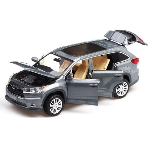 Hot sale 1:32 Toyota Highlander alloy model,simulation childrens sound and light pull back off-road model toys,free shipping