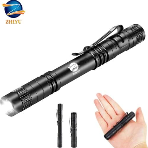 ZHIYU mini pocket LED flashlight CREE XPE-Q5 lamp bead household waterproof small Torch uses 1/2 AAA battery Outdoor Light