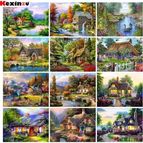 KEXINZU Diamond Painting 5D Landscape Diamond Embroidery House Rhinestones Art Cross Stitch Handwork Gift Home Decoration