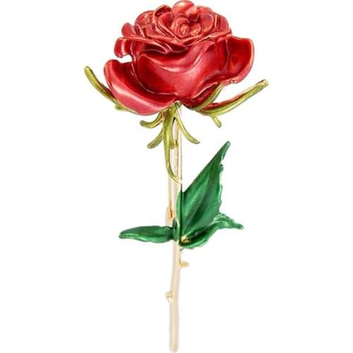 Wuli&baby Classic Enamel Rose Flower Brooches For Women Alloy 4-color Rose Flower Weddings Office Casual Brooch Pins Gifts