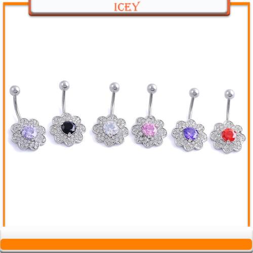 Yihan jewelry goes on sale round flower full bore no falling navel ring q00213