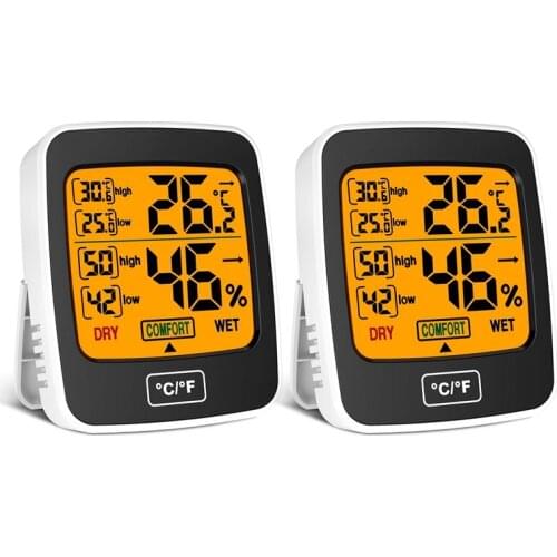 2Pcs Room Thermometer Digital Indoor Hygrometer-Temperature And Humidity Monitor Room Moisture Meter With Press Button