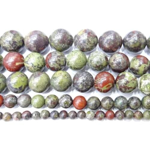 Natural Dragon Bloodstone Stone Round Loose Beads 15" Strand 4 6 8 10 MM Pick Size Diy Bracelet & Bangles For Jewelry Making