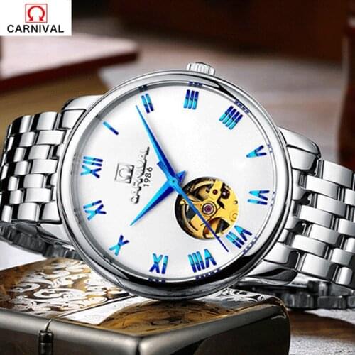 Top Brand Luxury Automatic Watch Clo Carnival Blue Ocean Fashion Casual Designer Stainless Steel Men Skeleton Watch Mens Watches