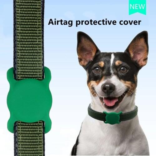 For Apple Airtags Soft Silicone Case Pets Collar Anti-lost Location Tracker Full Protective Sleeve Back Cover Protector Keychain