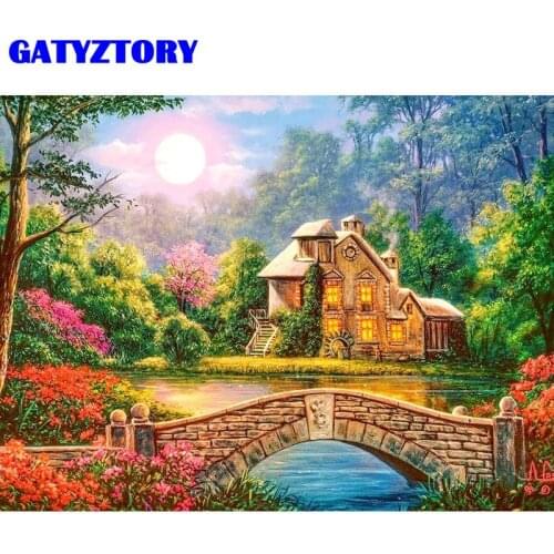 GATYZTORY Frame DIY Oil Painting By Numbers For Adults Seaside Vacation Landscape Paint On Canvas Home Decors 60x75cm Wall Art