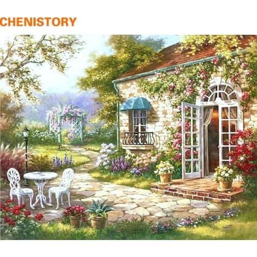 CHENISOTRY Garden House DIY Painting By Numbers Abstract Modern Oil Painting Home Wall Art Decor For Living Room Artwork 40x50cm