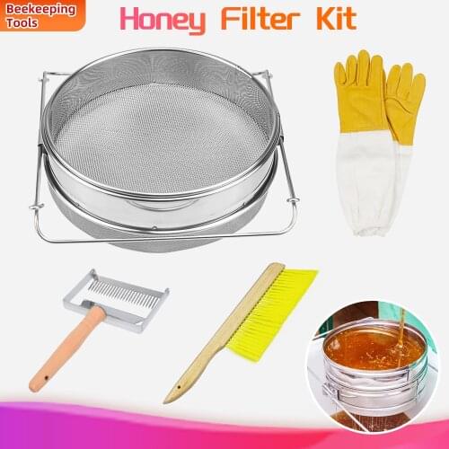 Beekeeping Bee Honey Fliter Kit Tools Equipment Set Uncapping Honey Kit Double Honey Filter With Uncapping Fork