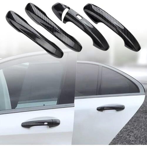 Car Exterior Carbon Fiber Style Door Handle Cover Trim LHD Fit For Mercedes Benz GLC E Class W205 X253 W213 2016 2017 2018 2019
