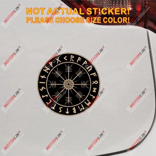 Helm Of Awe Decal Sticker Vegvisir Viking Compass Rune Gold reflective glossy pick size