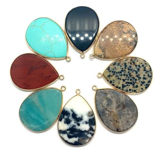 Natural Stone Pendant Water Drop Shaped Tianhe Stone Golden Obsidian Handmade DIY Jewelry Making Necklace Pendant Accessories