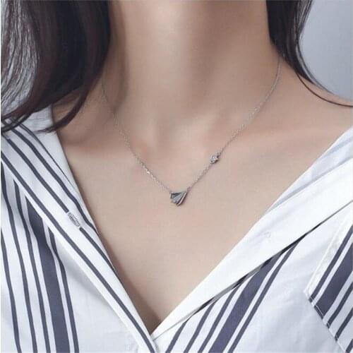 New Exquisite Childhood Paper Plane Fashion 925 Sterling Silver Jewelry Temperament Personality Crystal Hipster Necklaces H474