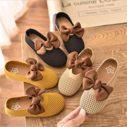 2021 spring new fashion childrens shoes girls bow princess shoes girls soft sole anti slip breathable dance shoes
