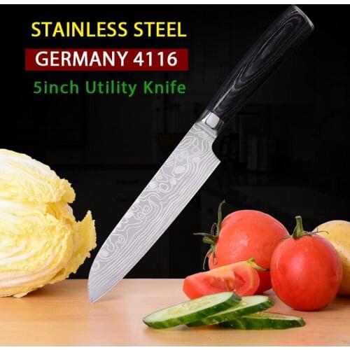 Stainless steel knife 5 inch kitchen knives chef knife Paring Timhome Germany 4116 Santoku knife for fruit and vegetable