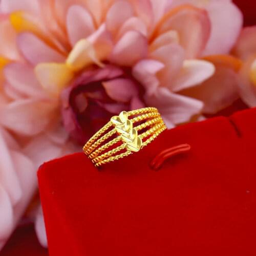 Wholesale High Quality Ladies Classic Shiny Gold Color Heart Love Opening Female Metal Rings for Women Engagement Jewelry
