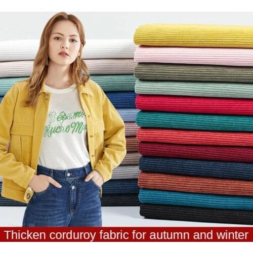 Striped Fabric Corduroy Jacket Clothes Shirt Sofa Dress Cotton Brocade Flannelette Sewing Solid Color Dark Pink White Blue DIY