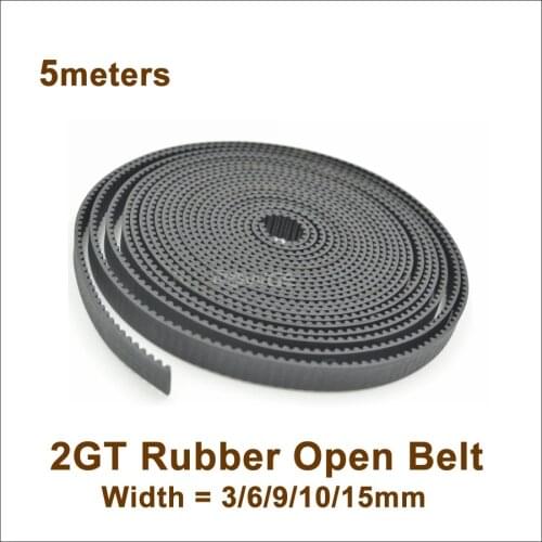 POWGE 5meters GT2 Timing Belt W=3/6/9/15mm Rubber 2GT Open Timing Belt GT2 Synchronous Pulley 3D Printer Accessory High Quanlity