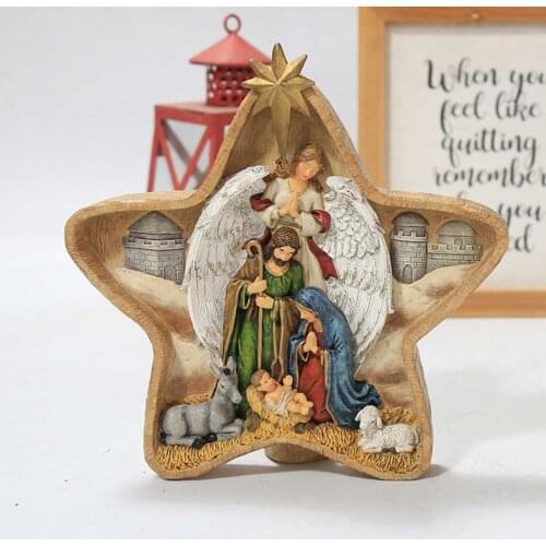 Nativity Scene Statue Baby Jesus Christmas Crib Figurines Decor Miniatures Ornament Church Catholic Gift Home Decor