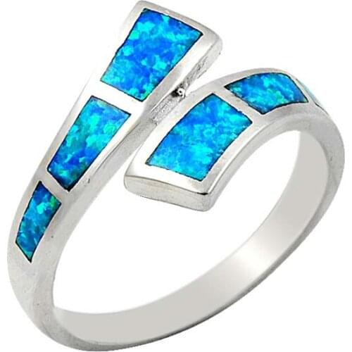 Silverlina Sterling Silver Opal Gemstone Pattern Ring