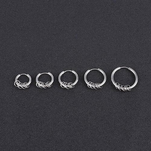1pcs Hipster Punk Rock Style Ear Clip Gothic Titanium Steel Mens Round Titanium Steel Earrings Stud Earrings For Women Men