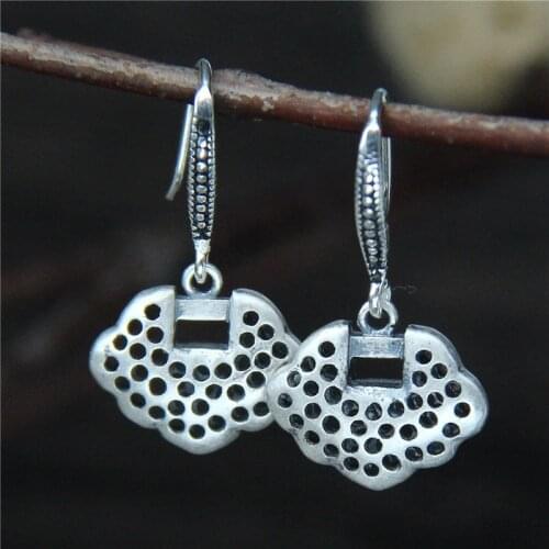 Earings Fashion Jewelry S999 Original Ruyi Hollow Out Design Earrings Thai Restoring Ancient Ways Do Old Eardrop Sent To Mom