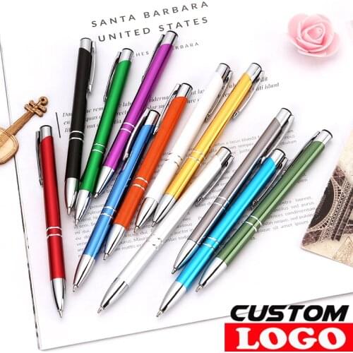 50pcs/Lot 12 Colors Business Ballpoint Pen Stationery Ballpen Novelty Gift Office Material School Supplies Free Custom Logo