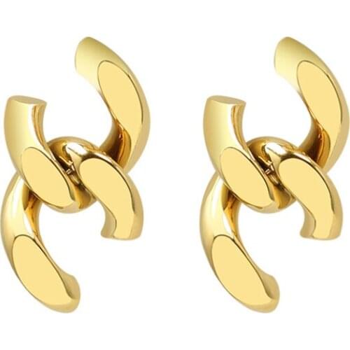 Smart Chain Stitching Stud Earring Gold Color High-quality Titanium Steel Earrings For Women and Girl Fashion Jewelry Wholesale
