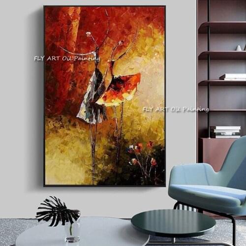 Modern wall art paintings Thick ballet dancers modern abstract oil paintings on canvas wall pictures for living room