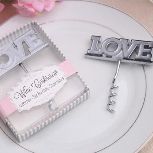 Creative Wedding Favor Party Gifts Letter Love Corkscrew Bottle Opener Metal Red Wine Opener LX4451