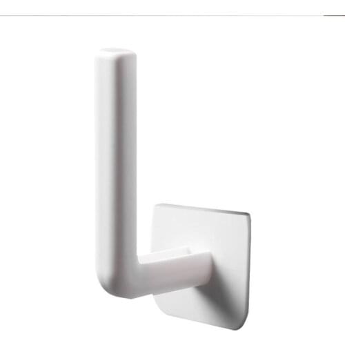 No Punching Clothes Hook Clothes Rack Bathroom Toilet L-Type Paper Towel Rack White Wook Kitchen Multifunctional Storage Rack