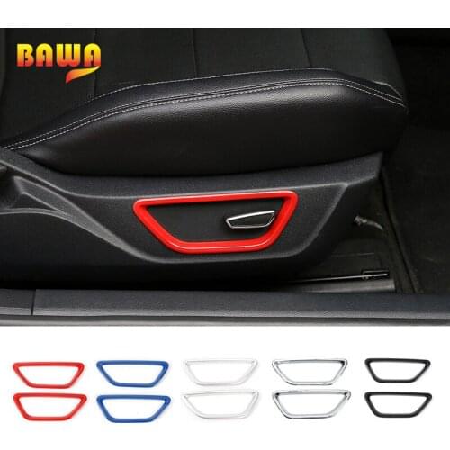 BAWA Interior Mouldings For Ford Mustang 2016 2015 Car Seat Adjust Button Decoration Ring Frame Cover Trim Car Styling
