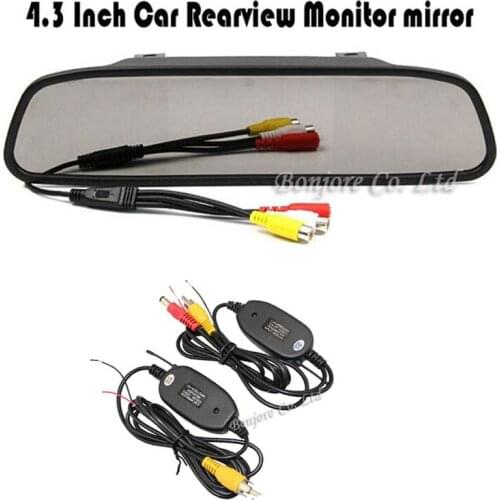 High resolution 4.3" Color TFT Mirror Monitor DC 12V For DVD Camera VCR +2.4G Wireless transmitter and receiver for Car Camera