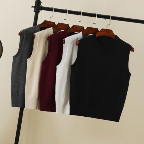 2021knitted top cryptographic brown preppy cute white crop korean style knitwear oversized beige sweaters for women fashion vest