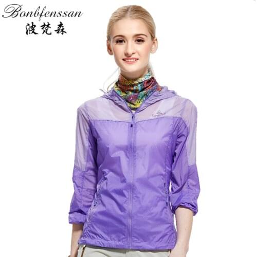 Women Hooded Quick Drying skin Windbreaker Sun Protection Ultra-thin Waterproof Breathable UV protection Outdoor jacket 1631B