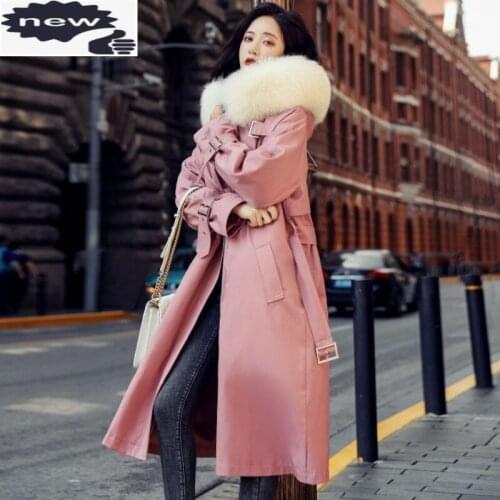 Winter Women Long Jacket Sashes Belted Ladies Casual Thick Warm White Duck Down Coat Fox Fur Collar Hoody Fashion Overcoat