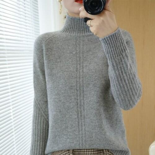 2021 Autumn Winter Womens Knitted Turtleneck Sweater Casual Soft Loose Sweater Fashion Coat Ladies Warm Pullover