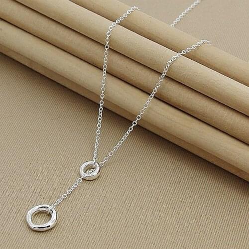 New Arrival 925 Silver Necklace Fashion O Round Circle Chain Necklaces For Women Female Trendy Jewelry