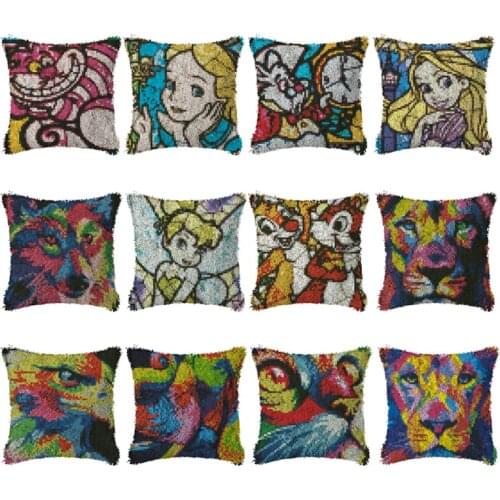Animal Lion Carpet Embroidery Pillow Knoop Pakket Needlework Set Latch Hook Cushion Button Package Decor