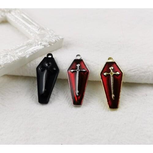 ApeUr 10pcs 26x11mm Enamel Cross Earring Charms Mummy Coffin Gothic Bracelet Necklace Pendants Craft Accessory Diy Jewelry Make