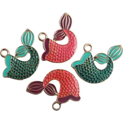10pcs Mermaid tail Enamel Charms Pendants For DIY Fashion Earrings Necklace Bracelet Accessories Making Findings XL272