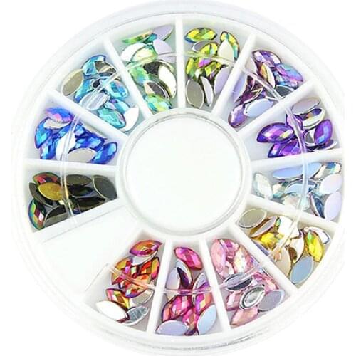 12 Mixed Colors Wheel Design 3D Nail Art Tip Charm Rhinestone JewelryDIY Tools Nail Art Stickers Decor Tips No-toxic Decor