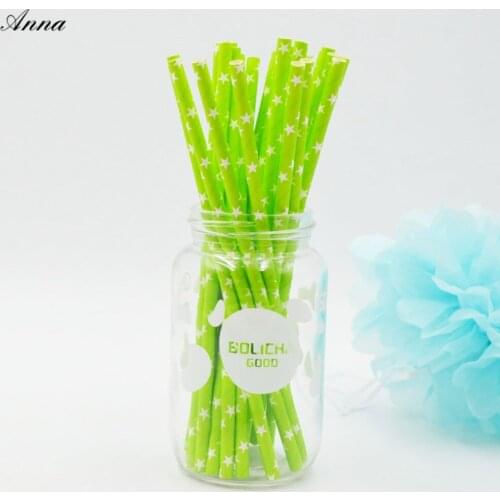25pcs Paper Drinking Straws Stripe green stars Party Wedding Decoration Kids Birthday Baby Shower Christmas Supplies