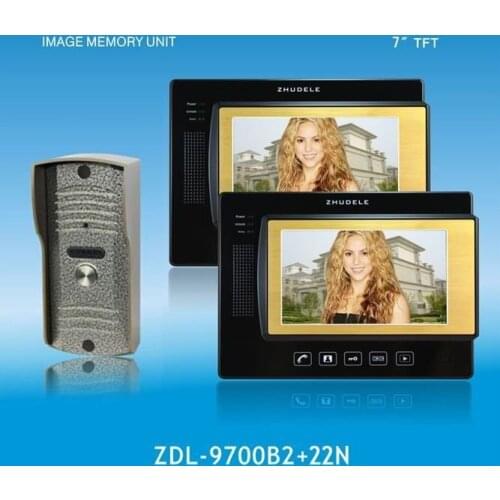 ZHUDELE Home Protection 4-wires 7" luxury color video door phone,CCD camera waterproof ,touch screen,taking photo ,nightvision