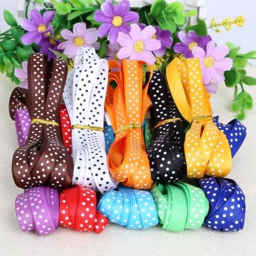 5yards/lot 10mm Grosgrain Ribbon Printing Polka Dot Hair Bow Party Christmas Wedding Decoration DIY Sewing Fabric