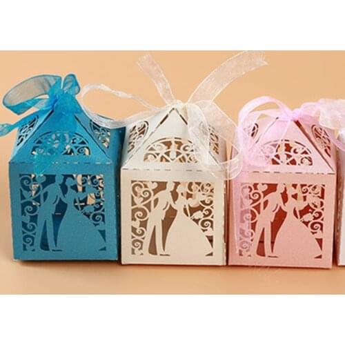 50pcs/Bag Wedding Chocolates Candy Box Packaging Gifts For Guests Bridal Shower Engagement Anniversaire Party Supplies Favors