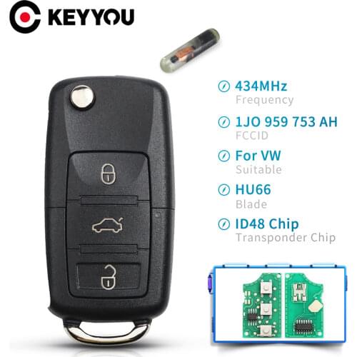 KEYYOU ID48 Chip HAA Blade For VW VolksWagen Passat Bora Polo Golf Beetle Car Remote Key 1J0959753AH / 1J0959753DA / 1K0959753G