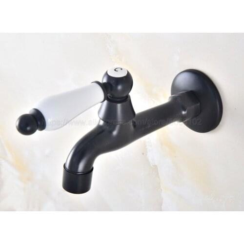 Black Oil Rubbed Brass Cross Handle Wall Mount Mop Pool Water Tap Faucet Single Handle Cold Water Faucet zav338