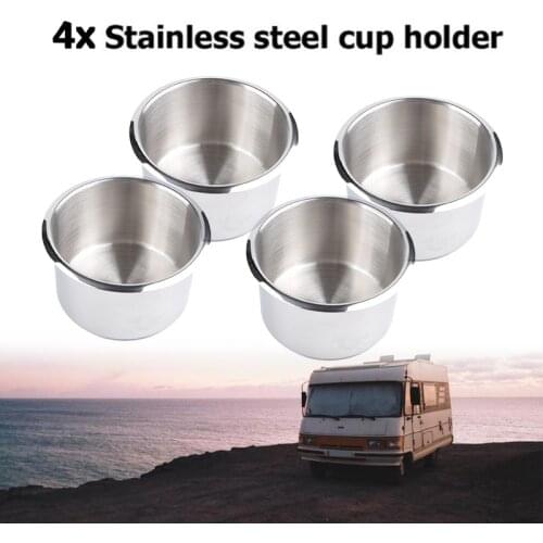 4x Car Boat Truck Marine Stainless Steel Poker Table Cup Holder Van Lorry RV Camper Motorhome Drink Inster Holder Accessories
