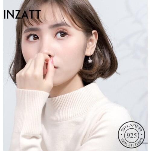 INZATT Real 925 Sterling Silver Exquisite Zircon Snowflower Drop Earrings For Elegant Female Fine Jewelry Birthday party Goft
